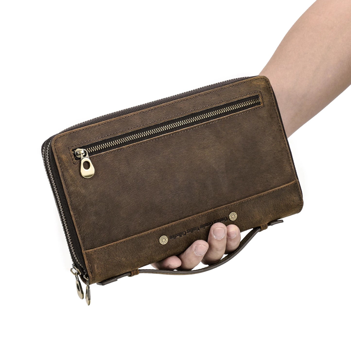 Sac pochette homme cuir Marron / 24 x 3.5 x 15cm / Offerte-ShopGET®