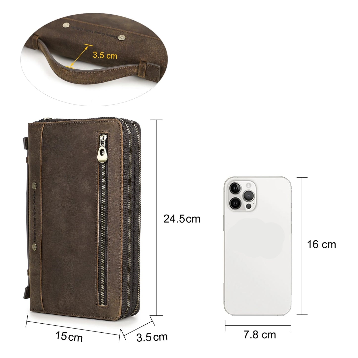 Sac pochette homme cuir Marron / 24 x 3.5 x 15cm / Offerte-ShopGET®