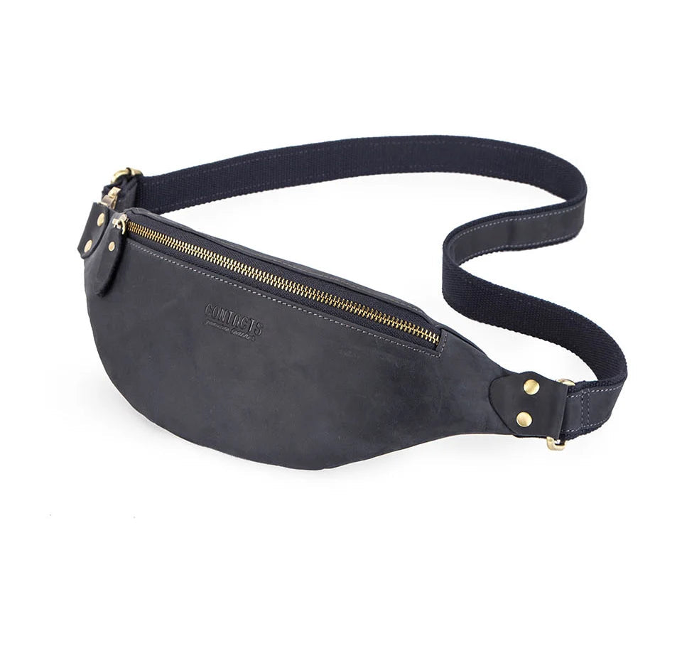 Sac banane en cuir noir homme original