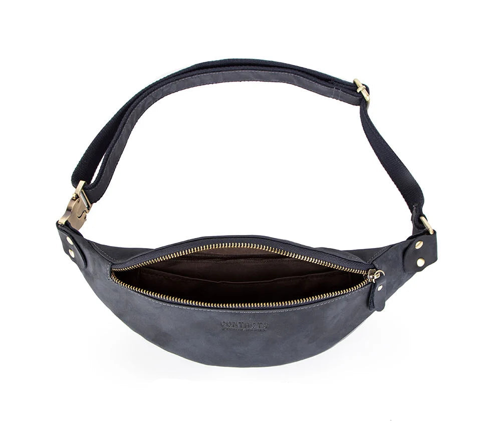 Sac banane en cuir noir homme original