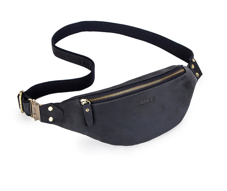 Sac banane en cuir noir homme original
