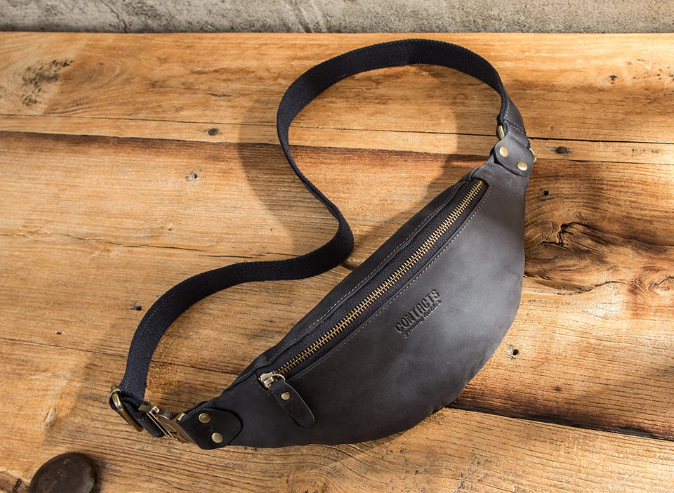 Sac banane en cuir noir homme original