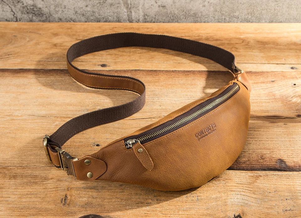 Sac banane en cuir noir homme original