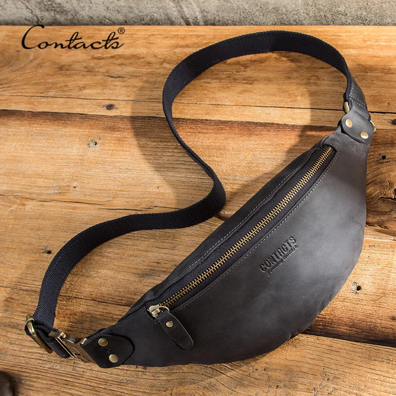 Sac banane en cuir noir homme original