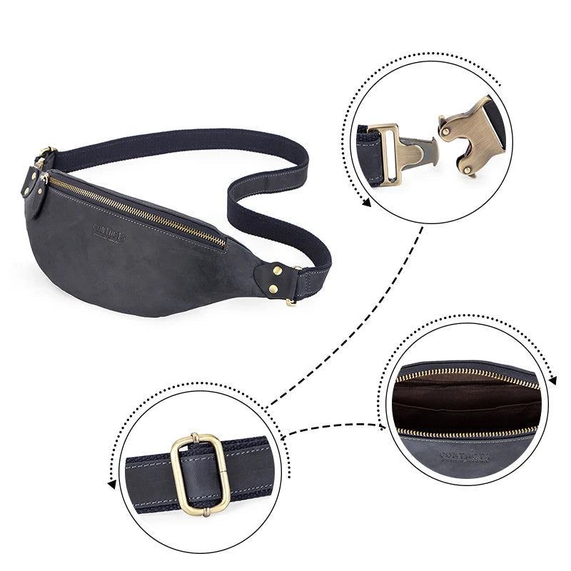 Sac banane en cuir noir homme original