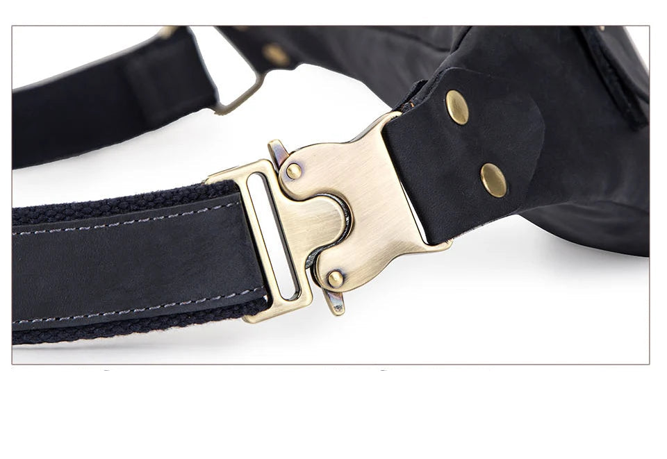 Sac banane en cuir noir homme original