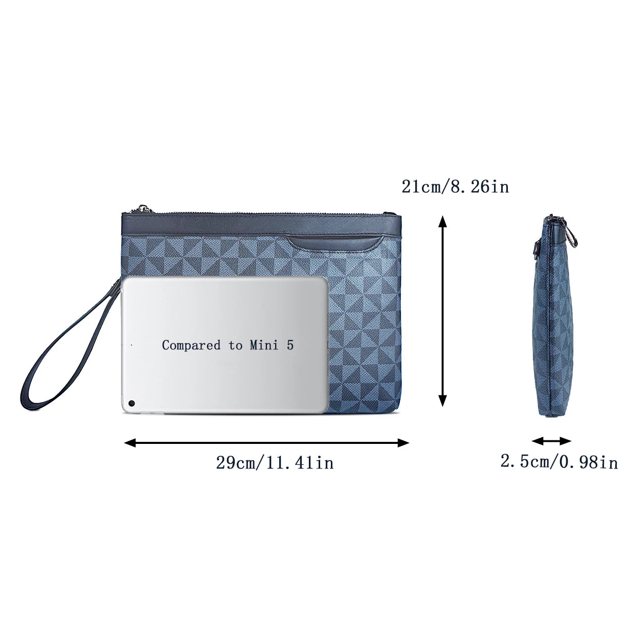 Pochette homme en plaid de couleur bleu Bleu-ShopGET®