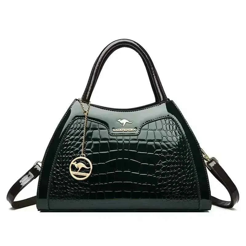 Sac cabas femme cuir Marron-Bleu-Pourpre-Kangourou Marron-Kangourou Rouge-Kangourou Jaune-Rouge Vin-Noir-Vert-ShopGET®