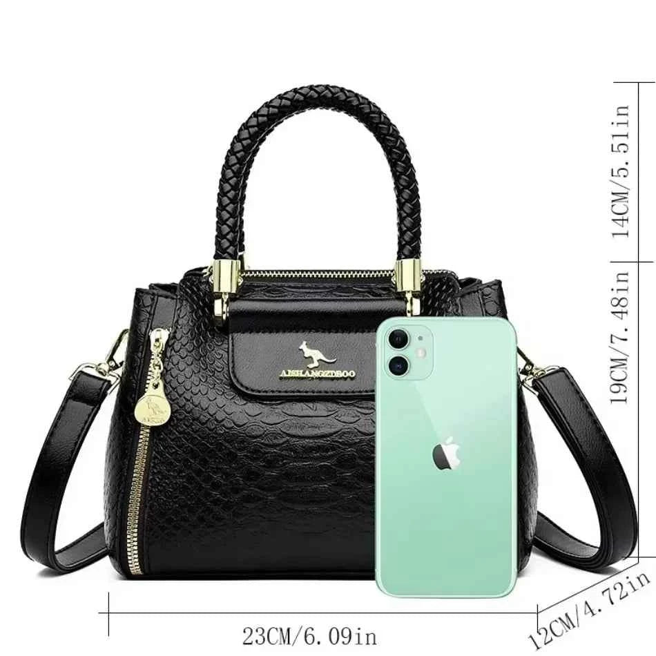 Sac cabas femme cuir Marron-Bleu-Pourpre-Kangourou Marron-Kangourou Rouge-Kangourou Jaune-Rouge Vin-Noir-Vert-ShopGET®