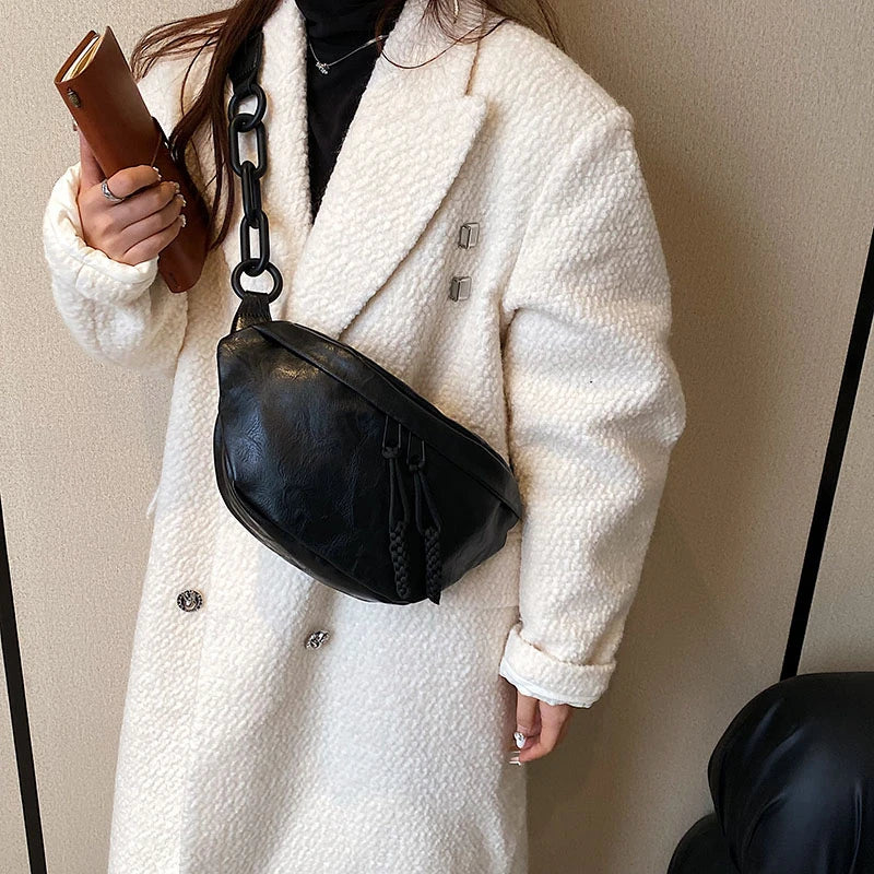 Grand sac banane en cuir tendance