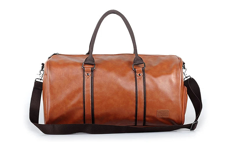 Sac polochon cuir femme et homme Marron-Noir-ShopGET®