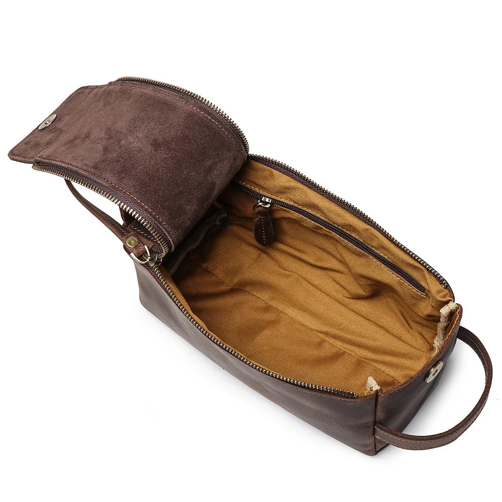 Trousse de toilette homme solide en cuir - ShopGET®