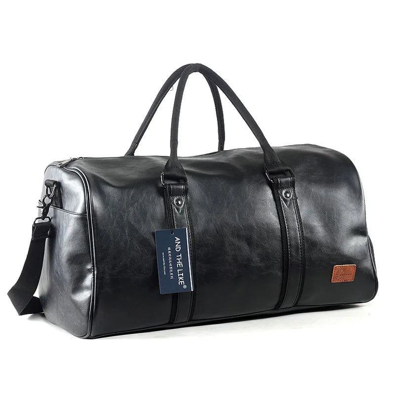 Sac polochon cuir femme et homme Marron-Noir-ShopGET®