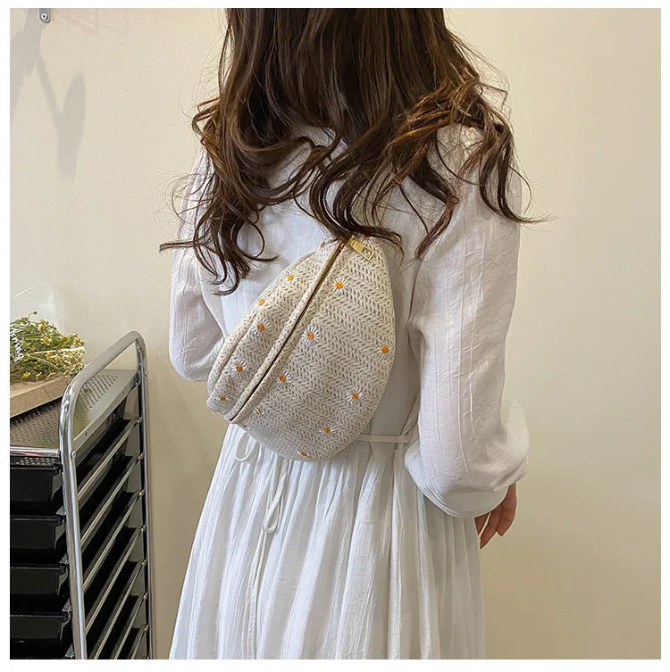 Sac banane femme paille fleurs - ShopGET®