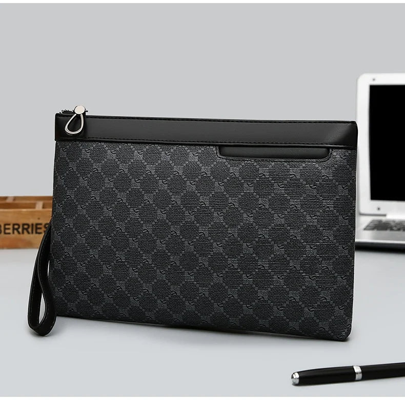 Pochette homme plaid en forme d'enveloppe Noir / 30cm x 19cm x 2cm-Noir / 27cm x 17cm x 2cm-ShopGET®