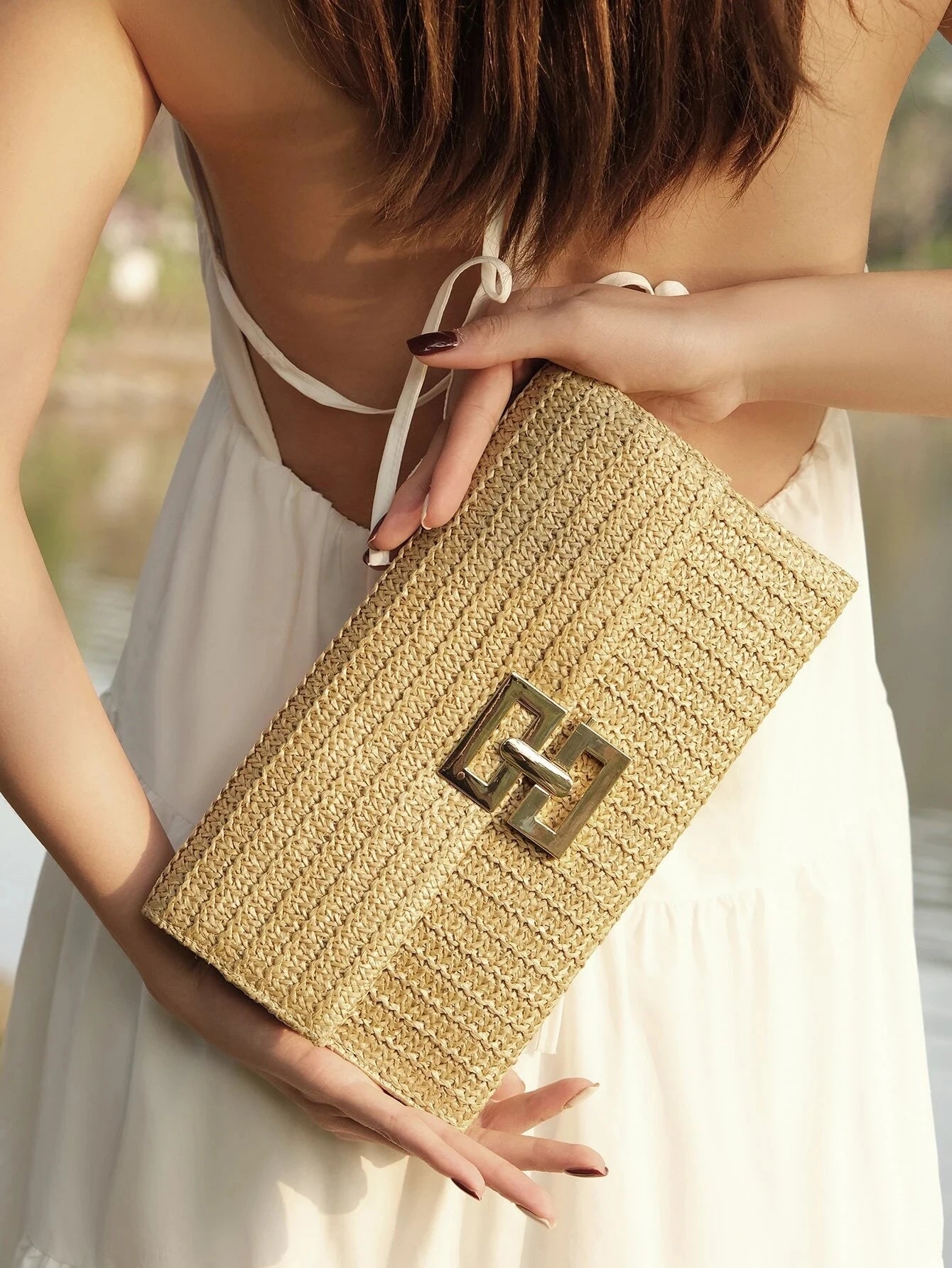 Pochette en tissu bohème Sac à chaine-Multicolore-Apricot-ShopGET®
