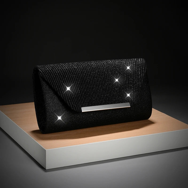Pochette femme cérémonie Dorée-Noir-Argent-ShopGET®
