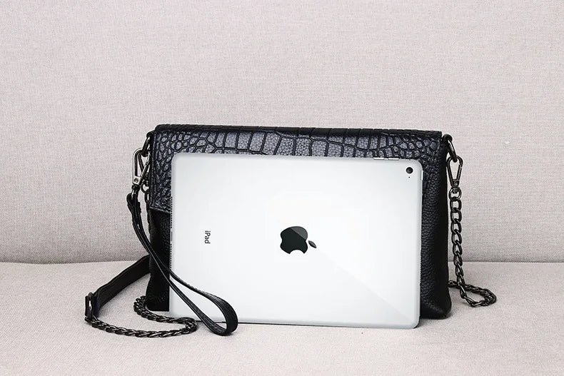 Pochette femme sac en cuir Rouge-Pourpre-Noir-ShopGET®