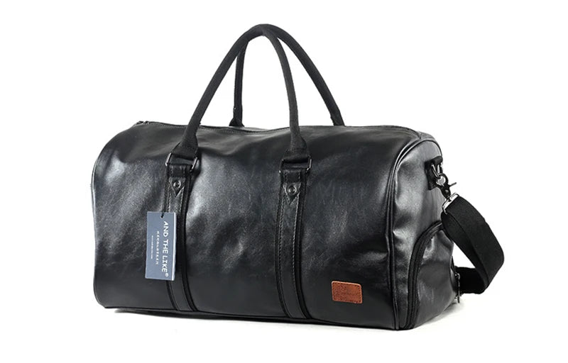 Sac polochon cuir femme et homme Marron-Noir-ShopGET®