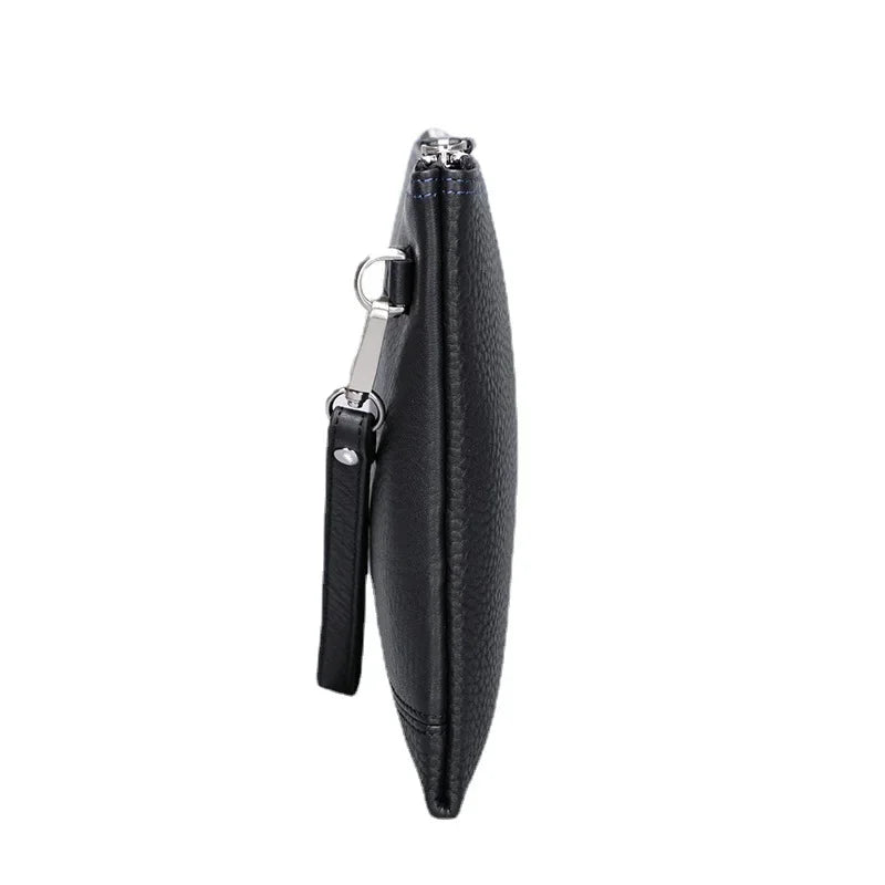 Pochette homme simple en cuir de vache Noir-ShopGET®