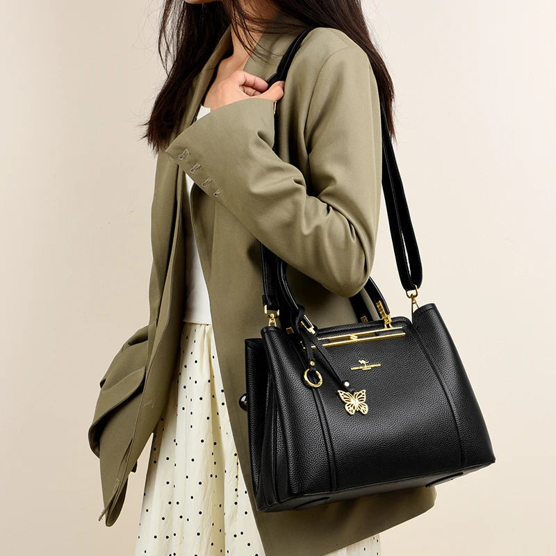 Sac cabas en cuir noir Rouge-Noir-Beige-Kaki-ShopGET®