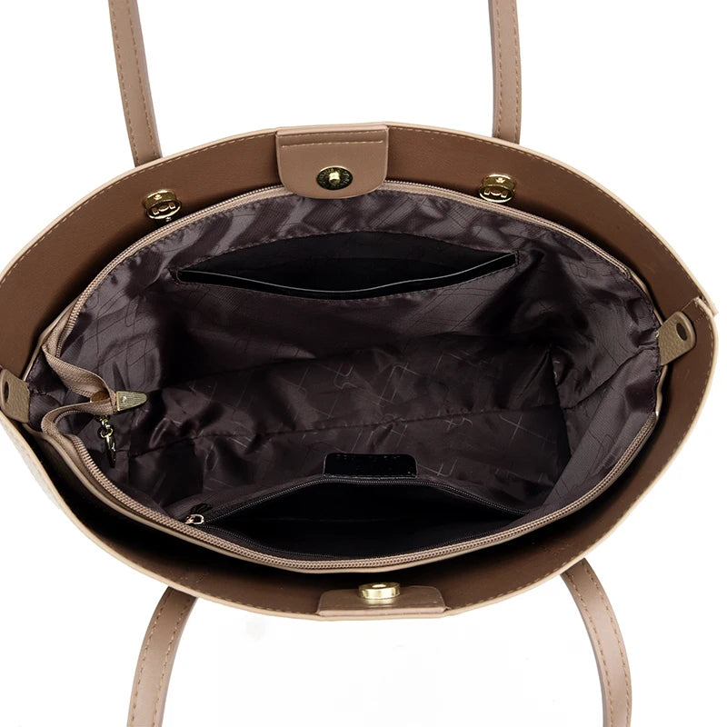 Sac cabas noir été cuir brillant Kaki-Gris-Apricot-Noir-Marron A-Marron B-ShopGET®