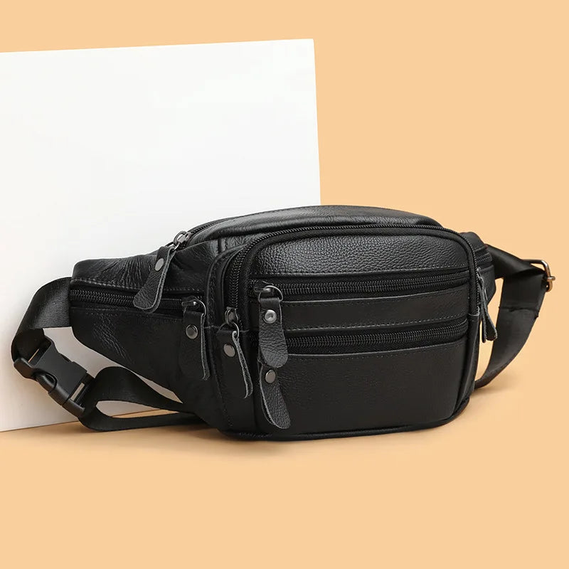 Sac banane en cuir camel homme