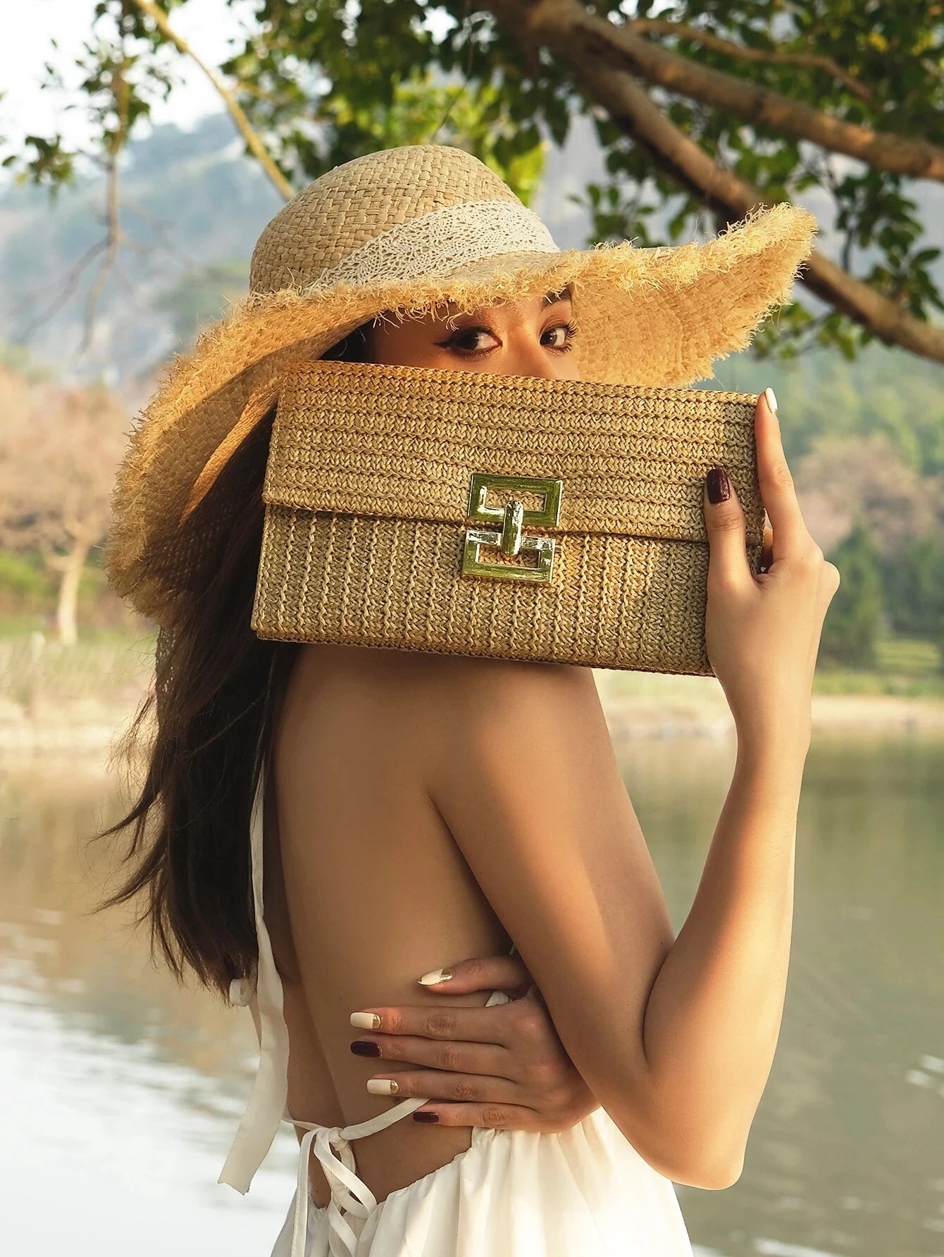 Pochette en tissu bohème Sac à chaine-Multicolore-Apricot-ShopGET®