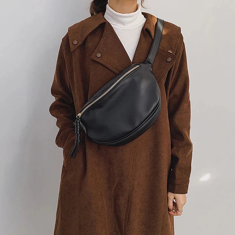 Sac banane en cuir camel