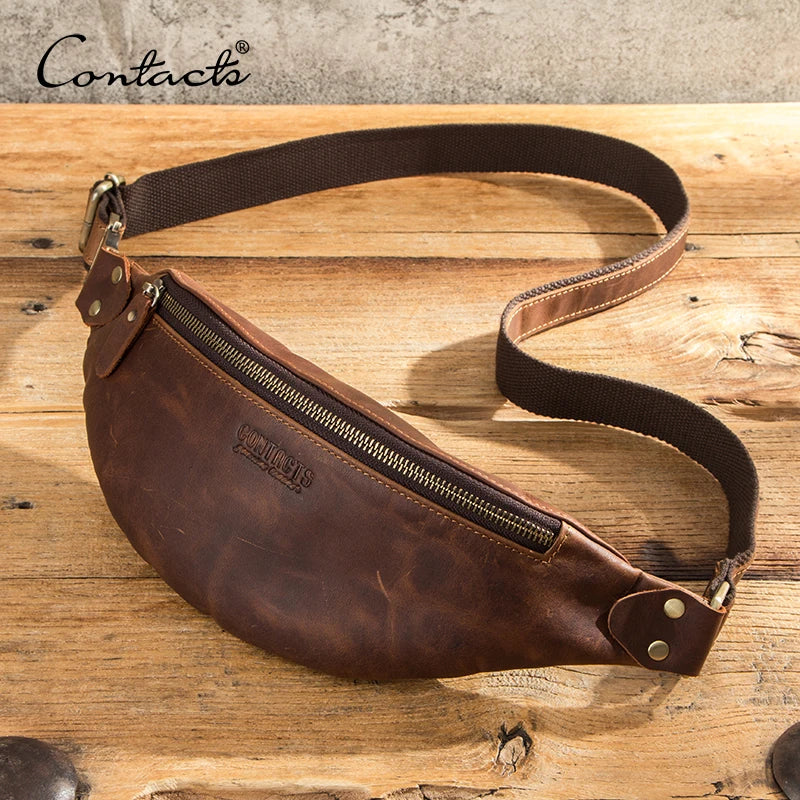 Sac banane en cuir noir homme original