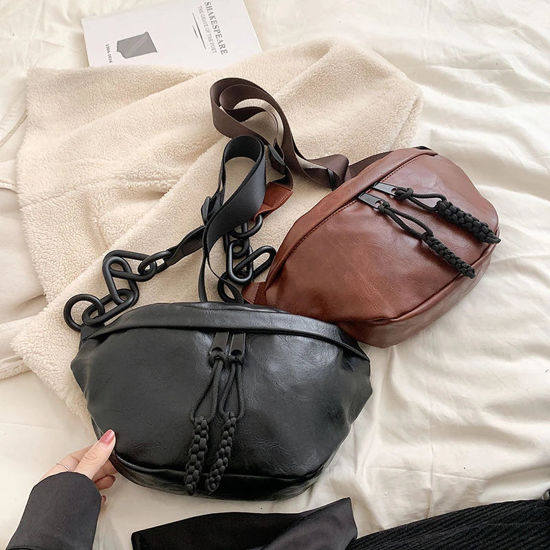 Grand sac banane en cuir tendance