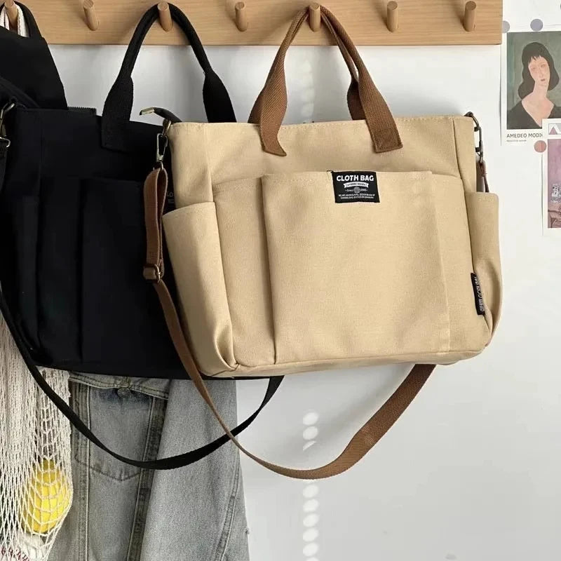 sac cabas tissu Urban Minimaliste kaki-Blanc-Noir-ShopGET®