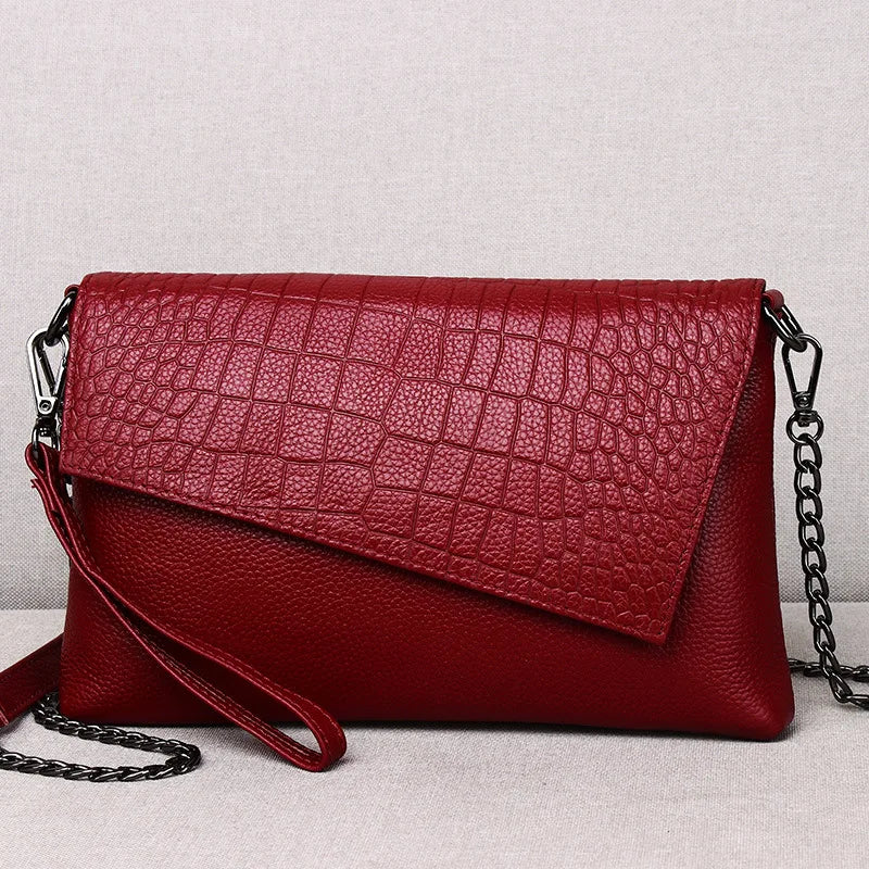 Pochette femme sac en cuir Rouge-Pourpre-Noir-ShopGET®