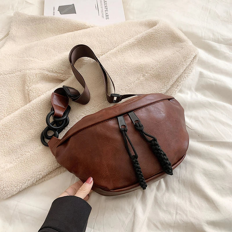 Grand sac banane en cuir tendance