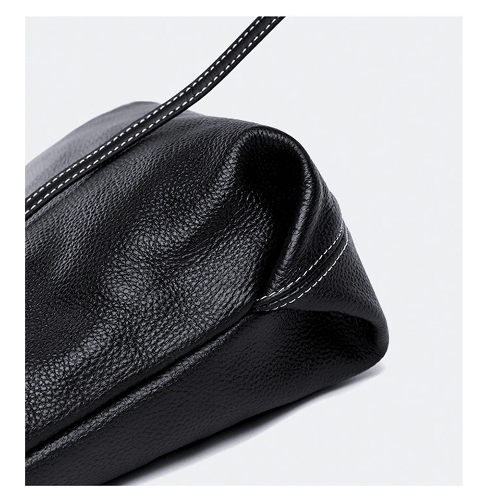 Sac cabas noir élégant en cuir Noir-Marron-Vert-ShopGET®