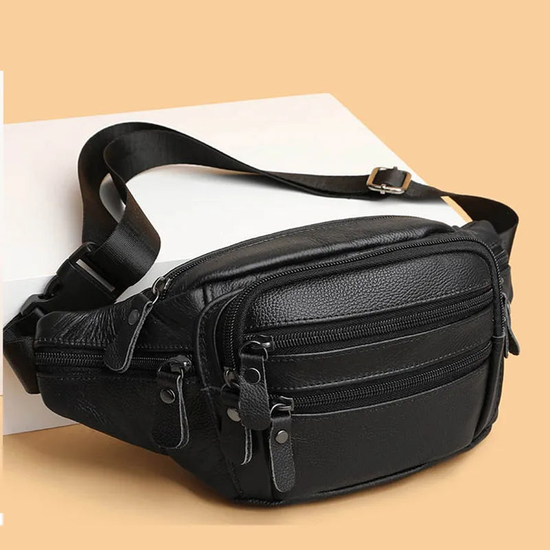 Sac banane en cuir camel homme