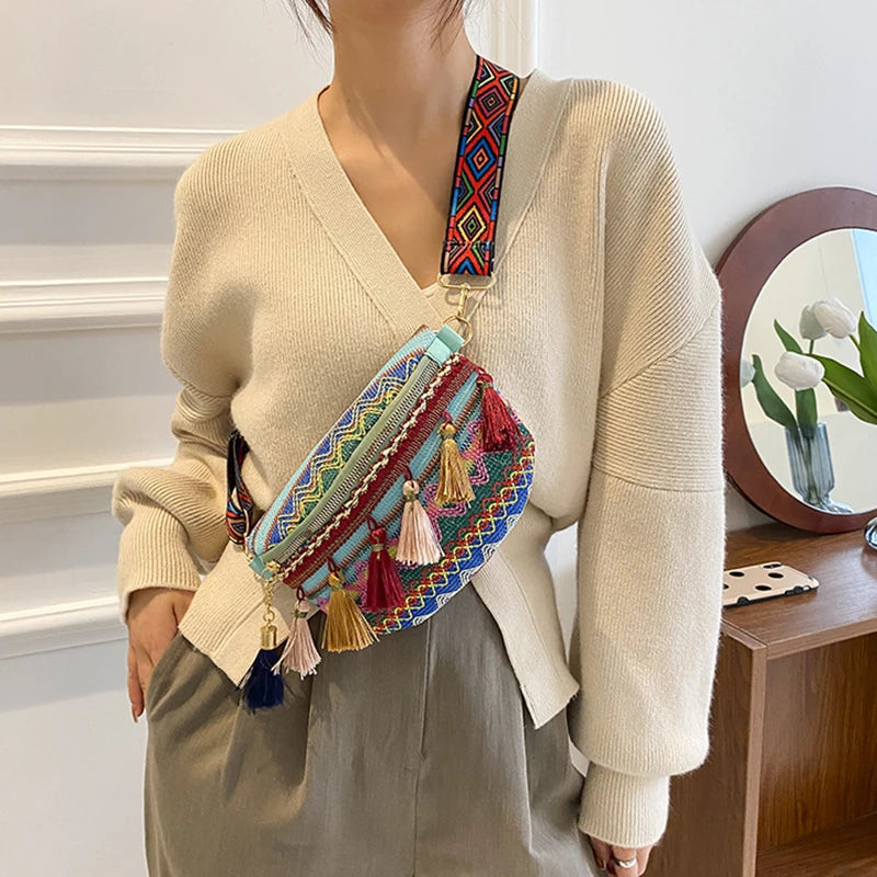 sac banane femme tendance ethnique de style bohème