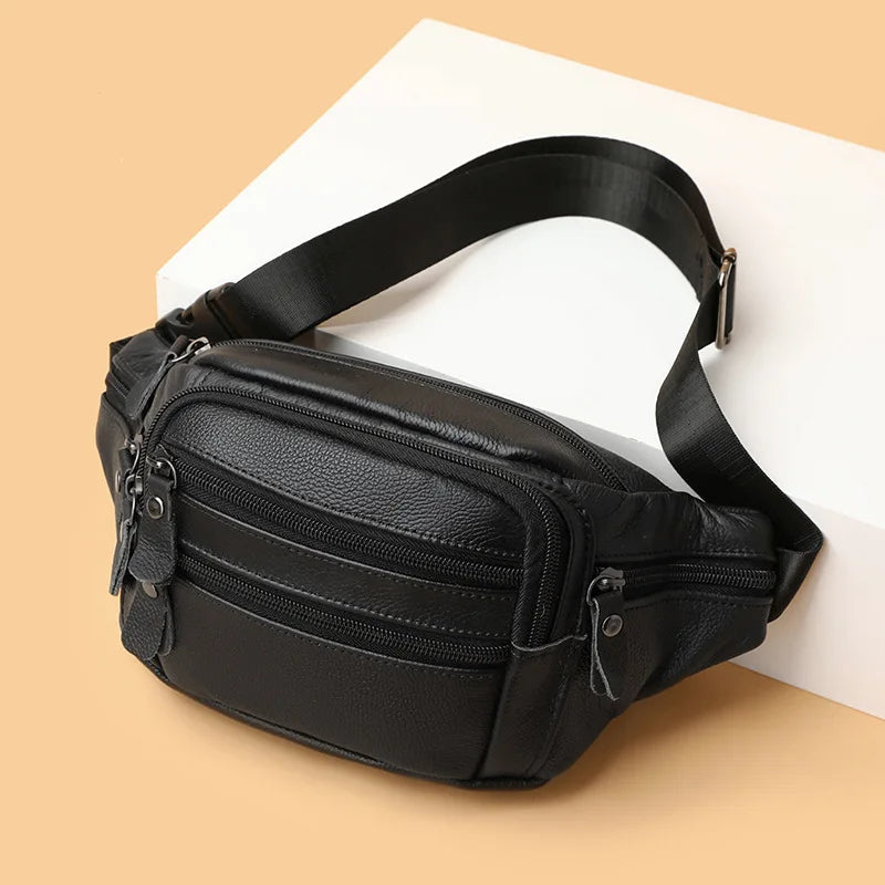 Sac banane en cuir camel homme