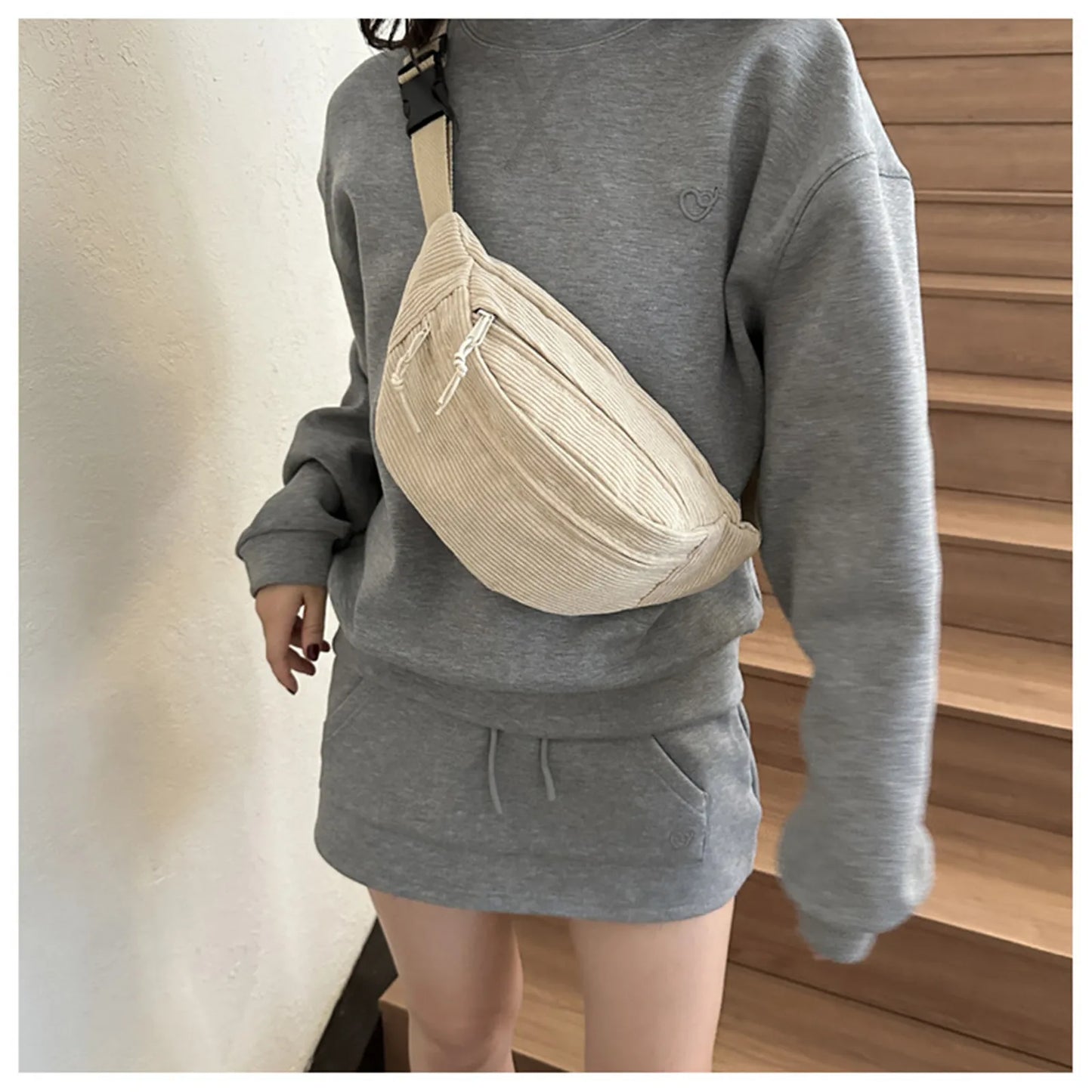 Sac banane velours xl pour étudiante