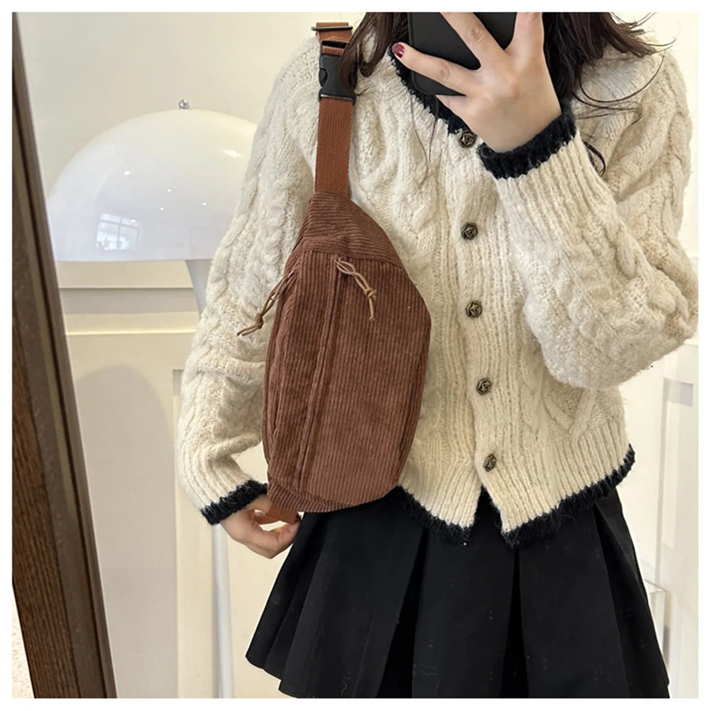 Sac banane velours xl pour étudiante