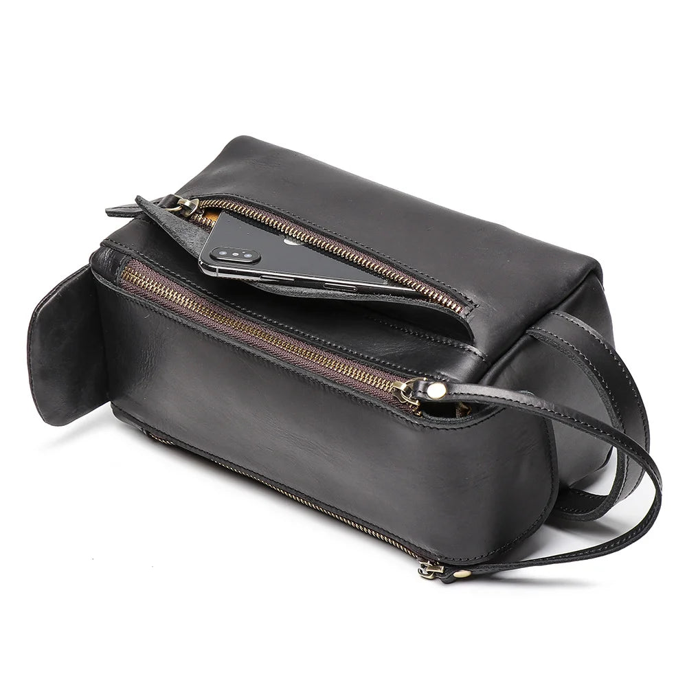 Trousse de toilette homme solide en cuir - ShopGET®