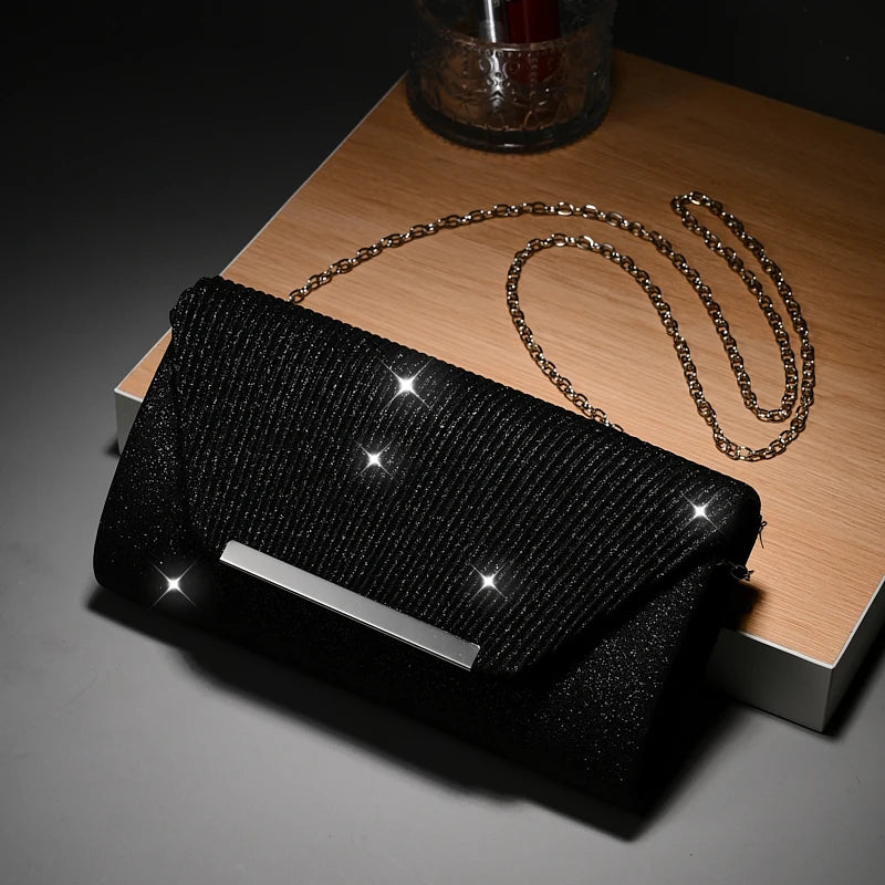 Pochette femme cérémonie Dorée-Noir-Argent-ShopGET®