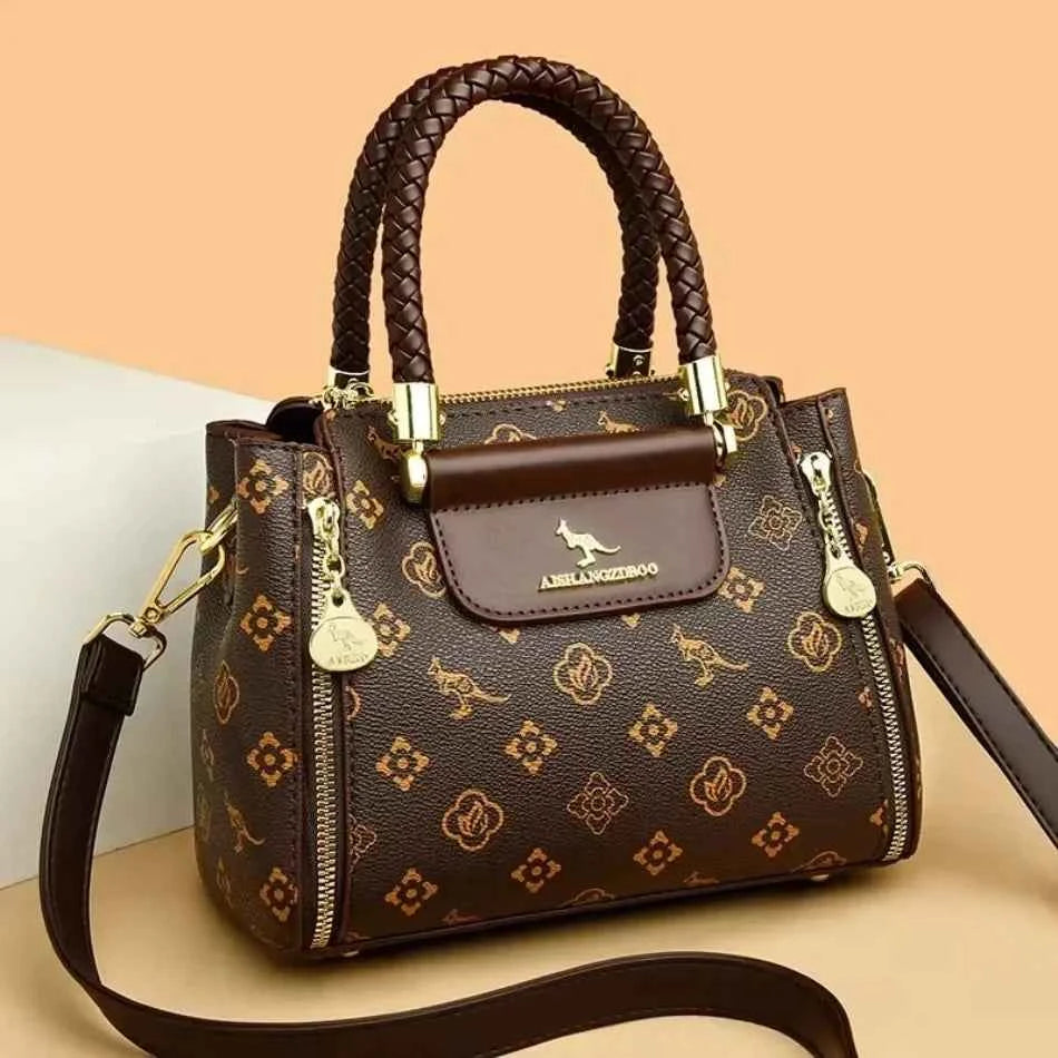 Sac cabas femme cuir Marron-Bleu-Pourpre-Kangourou Marron-Kangourou Rouge-Kangourou Jaune-Rouge Vin-Noir-Vert-ShopGET®