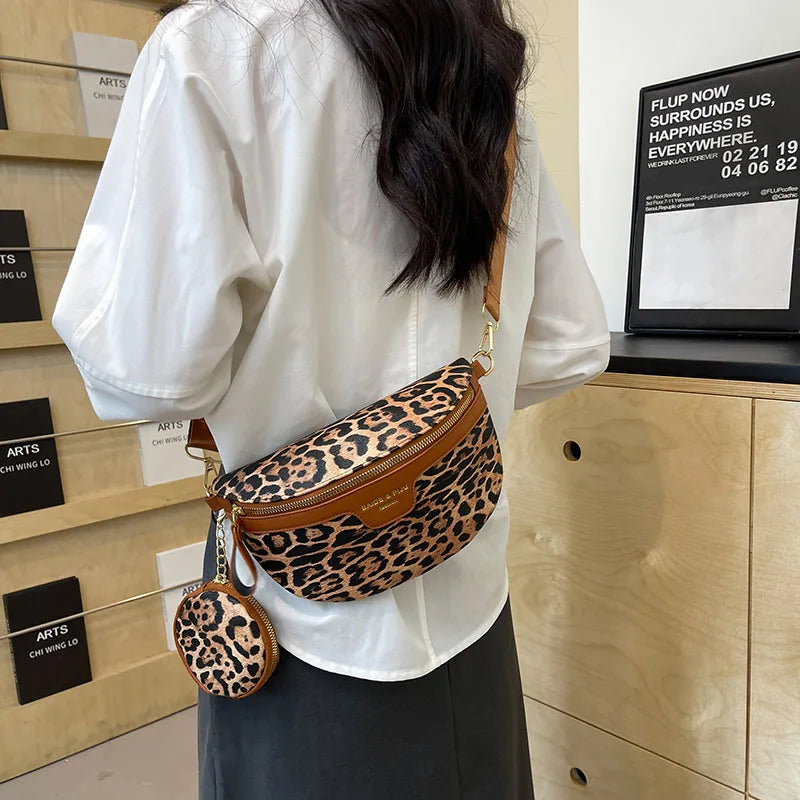 Sac banane léopard demi-lune de luxe