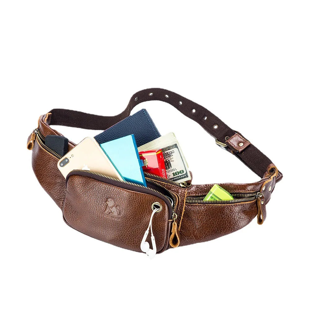 Sac banane en cuir business homme