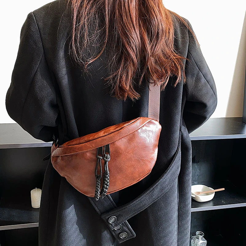 Grand sac banane en cuir tendance