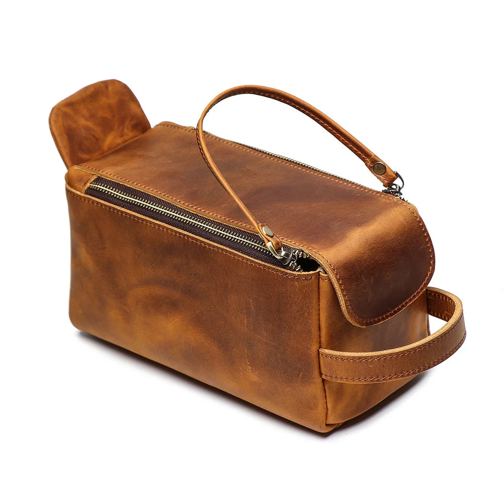 Trousse de toilette homme solide en cuir - ShopGET®