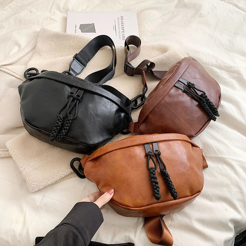 Grand sac banane en cuir tendance