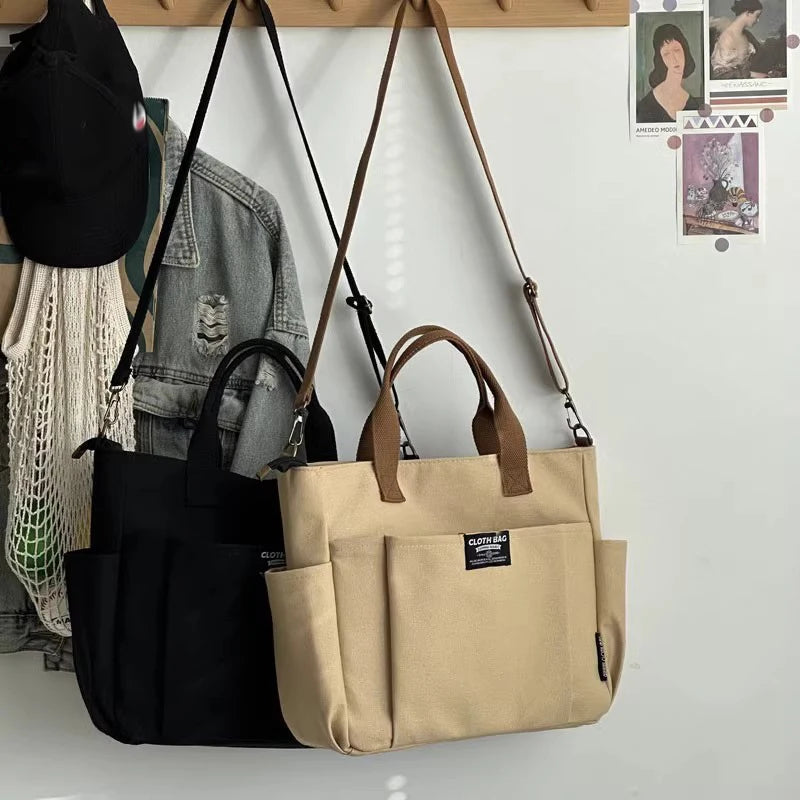 sac cabas tissu Urban Minimaliste kaki-Blanc-Noir-ShopGET®