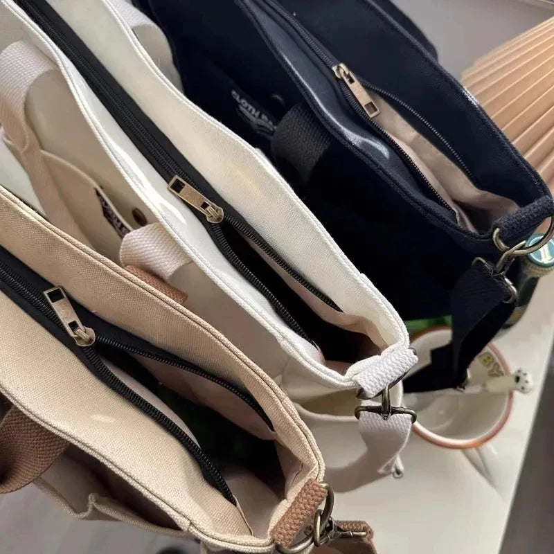 sac cabas tissu Urban Minimaliste kaki-Blanc-Noir-ShopGET®